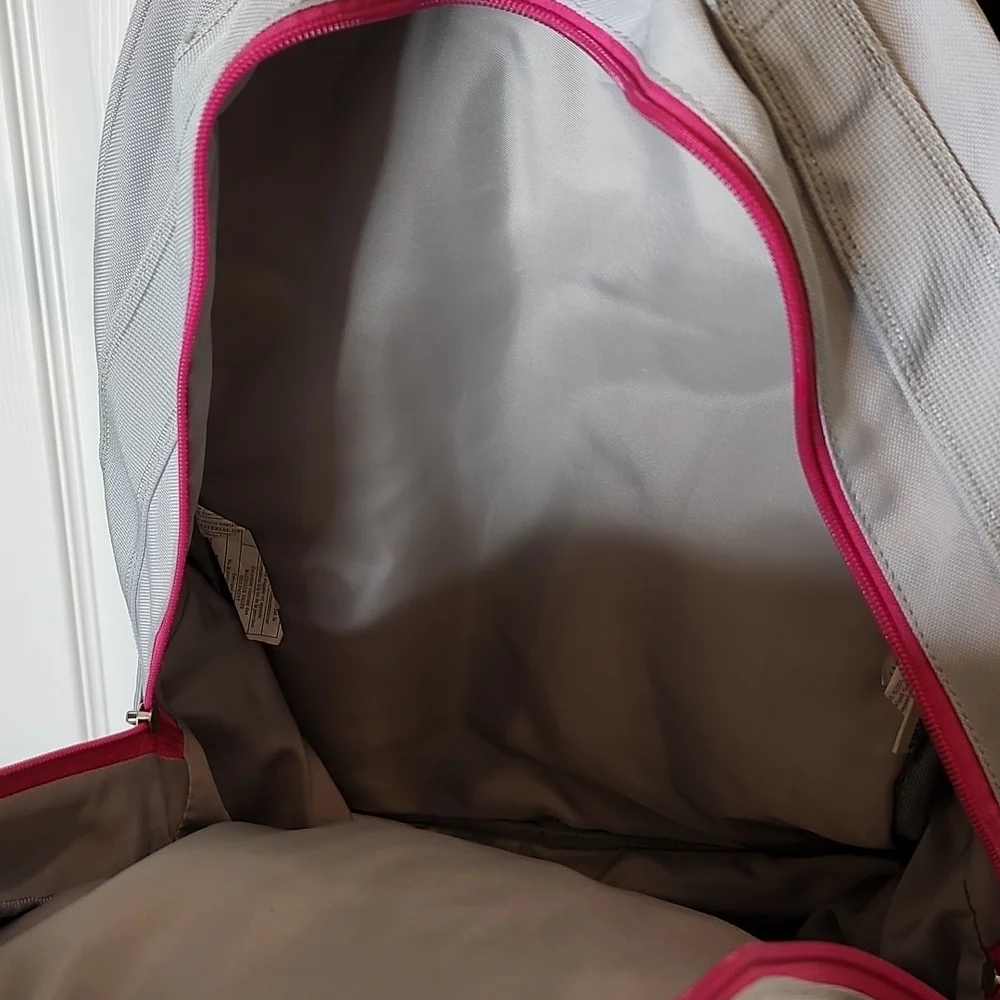 Pottery Barn Kids Fairfax Pink/Gray Stripe Gray Trim Large Backpack rLm